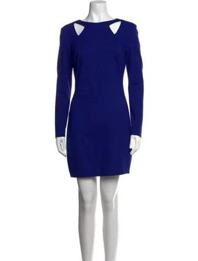 Pre-owned Nicole Miller Asymmetrical Mini Dress In Blue