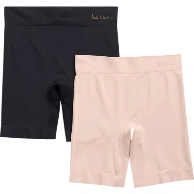 Nicole Miller Bare Seamless 2-pack Longline Shapewear Shorts In Black