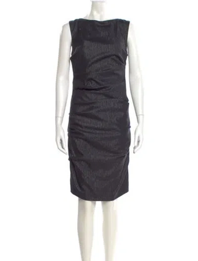 Pre-owned Nicole Miller Bateau Neckline Knee-length Dress In Black