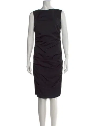 Pre-owned Nicole Miller Bateau Neckline Knee-length Dress In Black
