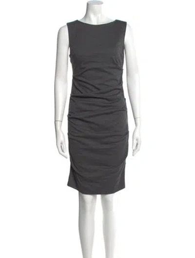 Pre-owned Nicole Miller Bateau Neckline Knee-length Dress In Gray
