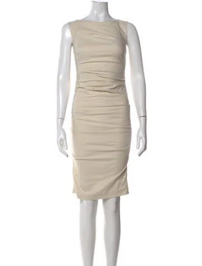 Pre-owned Nicole Miller Bateau Neckline Knee-length Dress In Neutral