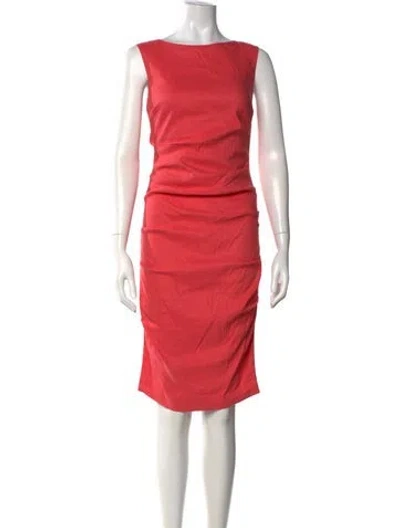 Pre-owned Nicole Miller Bateau Neckline Knee-length Dress In Orange