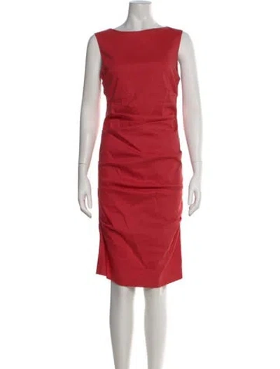 Pre-owned Nicole Miller Bateau Neckline Knee-length Dress In Pink