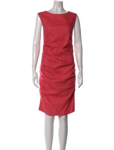 Pre-owned Nicole Miller Bateau Neckline Knee-length Dress In Pink