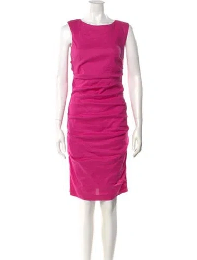 Pre-owned Nicole Miller Bateau Neckline Knee-length Dress In Purple