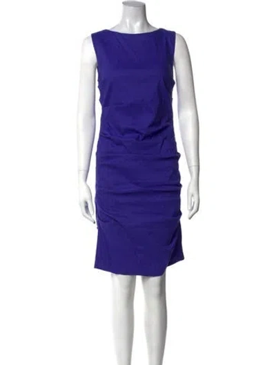Pre-owned Nicole Miller Bateau Neckline Knee-length Dress In Purple