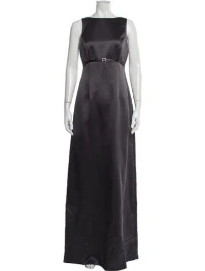 Pre-owned Nicole Miller Bateau Neckline Long Dress W/ Tags In Gray
