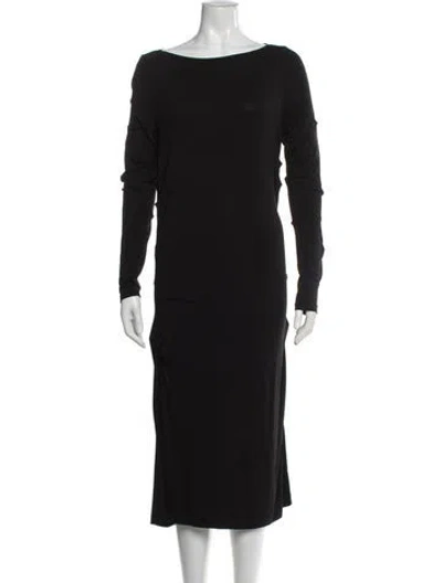 Pre-owned Nicole Miller Bateau Neckline Midi Length Dress In Black