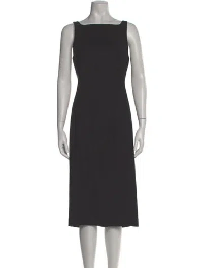 Pre-owned Nicole Miller Bateau Neckline Midi Length Dress In Gray