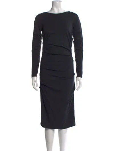 Pre-owned Nicole Miller Bateau Neckline Midi Length Dress In Gray
