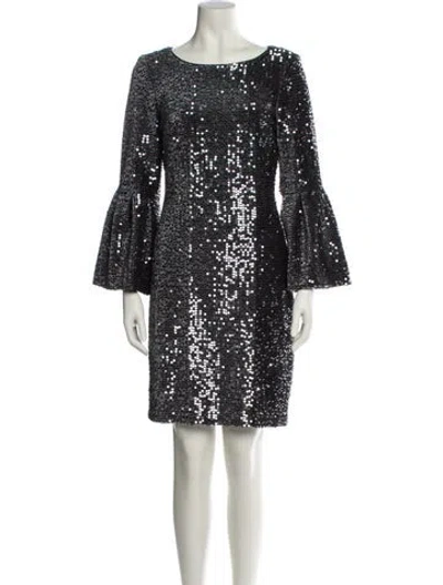 Pre-owned Nicole Miller Bateau Neckline Mini Dress In Black