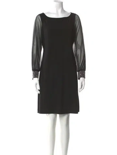 Pre-owned Nicole Miller Bateau Neckline Mini Dress In Black