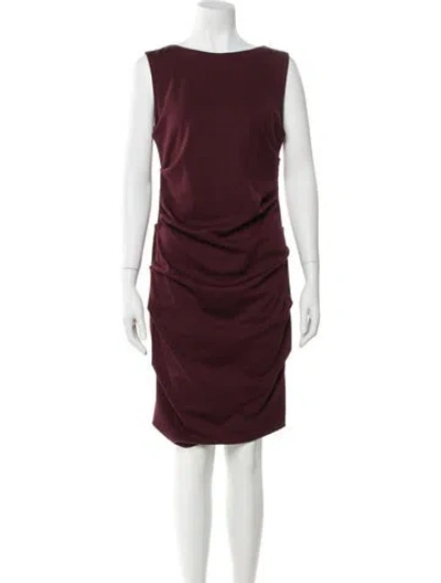 Pre-owned Nicole Miller Bateau Neckline Mini Dress In Burgundy