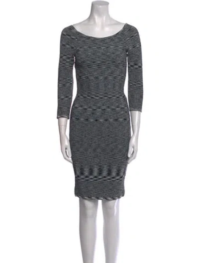 Pre-owned Nicole Miller Bateau Neckline Mini Dress In Gray