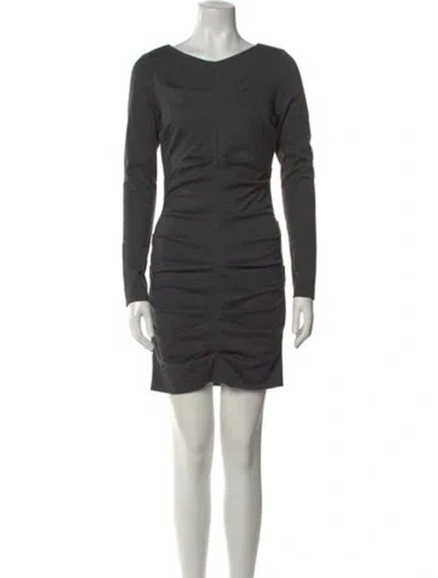 Pre-owned Nicole Miller Bateau Neckline Mini Dress In Gray