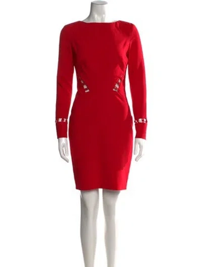 Pre-owned Nicole Miller Bateau Neckline Mini Dress In Red