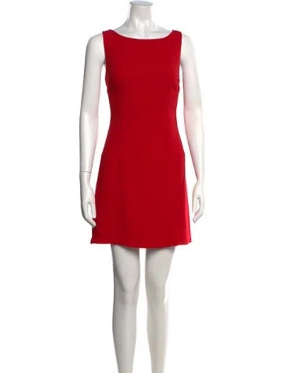 Pre-owned Nicole Miller Bateau Neckline Mini Dress In Red
