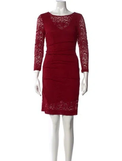 Pre-owned Nicole Miller Bateau Neckline Mini Dress W/ Tags In Red