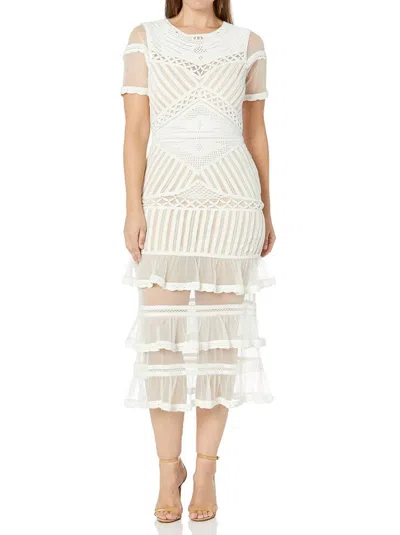 Nicole Miller Beaded Midi Dress In White In Beige