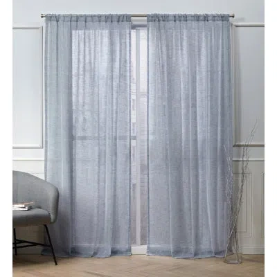 Nicole Miller Belfry Sheer Rod Pocket Top Curtain Panel In Denim