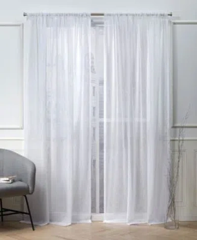 Nicole Miller Belfry Sheer Rod Pocket Top Curtain Panel Pair In Silver