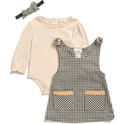 Nicole Miller Babies'  Bodysuit, Jumper & Headband Set In Gray