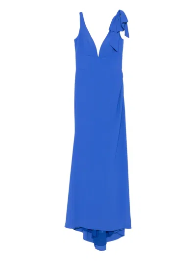 Nicole Miller Bow-embellished Dress In Blue