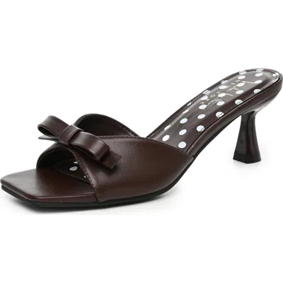 Nicole Miller Bow Heeled Sandal In Brown