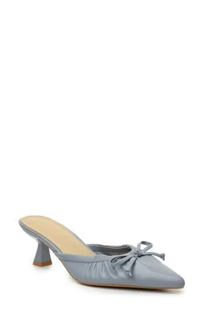 Nicole Miller Bow Kitten Heel Mule In Dusty Blue