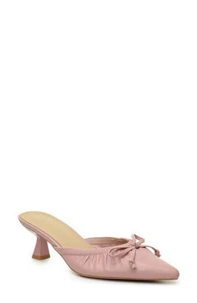 Nicole Miller Bow Kitten Heel Mule In Dusty Pink