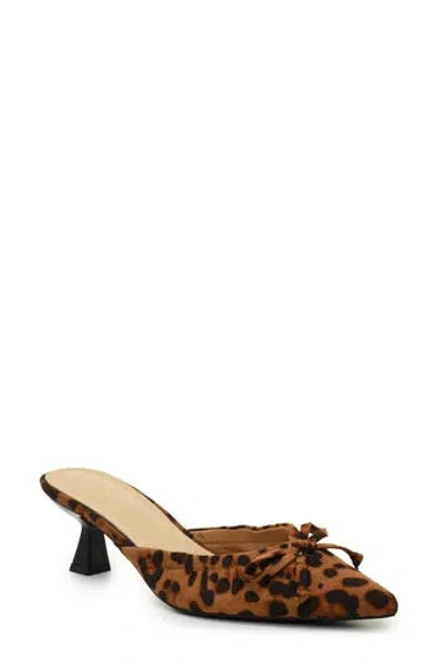Nicole Miller Bow Kitten Heel Mule In Leopard Suede