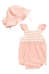 Nicole Miller Bubble Romper & Hat Set (baby) Bubble Romper & Hat Set In Pink