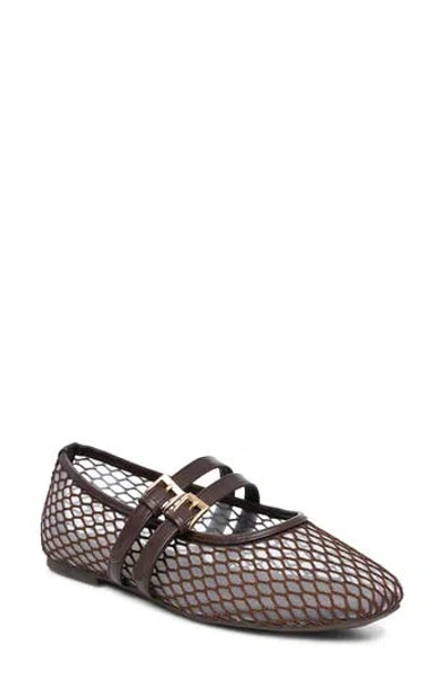 Nicole Miller Buckled Mesh Flat In Black