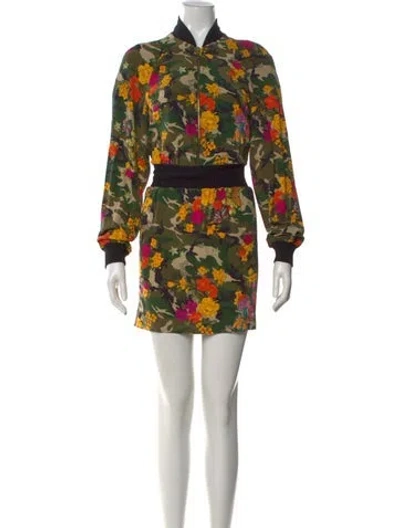 Pre-owned Nicole Miller Camouflage Print Mini Dress In Multi