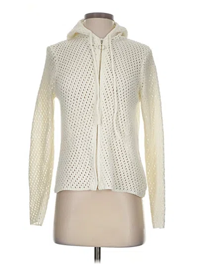 Pre-owned Nicole Miller Cardigan Sweater In White