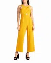 Nicole Miller Charli Stretch Crepe Halter Neck Jumpsuit In Golden Orange In Multi