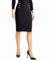 Nicole Miller Charlotte Sailor Button Midi Skirt In Very Black In Black