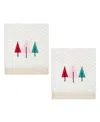 Nicole Miller Chic Tree 2-pack Cotton Hand Towel Set, 28" X 16" In White