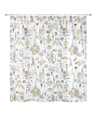 Nicole Miller City Girl Shower Curtain, 72" X 72" In White