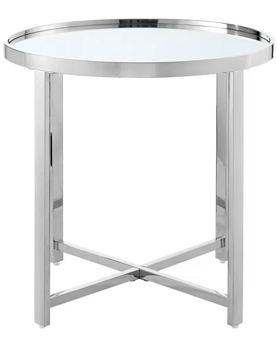 Nicole Miller Clarity End Table In Silver