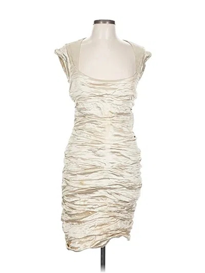 Pre-owned Nicole Miller Cocktail Dress In White