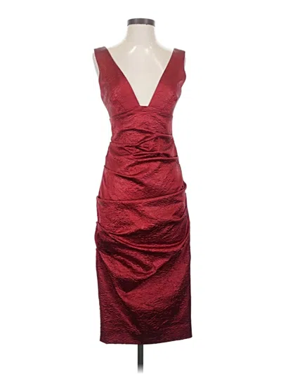 Pre-owned Nicole Miller Collection Cocktail Dress In Burgundy