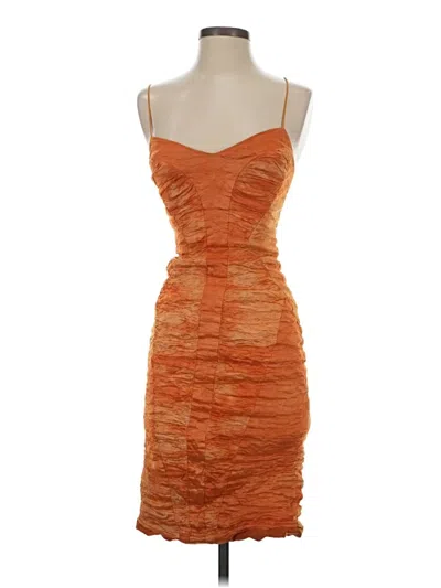Pre-owned Nicole Miller Collection Cocktail Dress In Orange