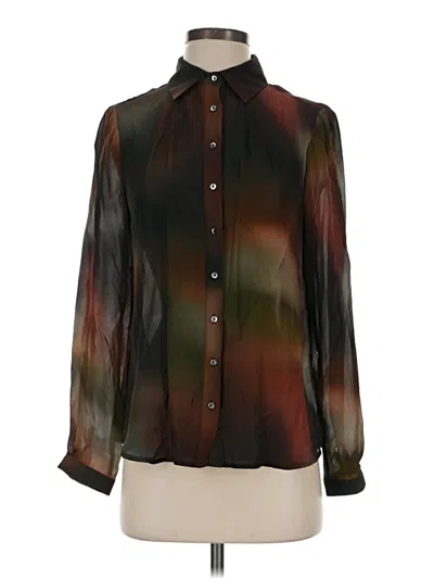 Pre-owned Nicole Miller Collection Long Sleeve Blouse In Brown