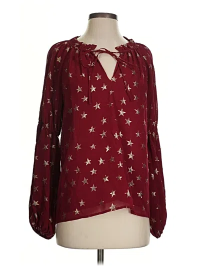 Pre-owned Nicole Miller Collection Long Sleeve Blouse In Burgundy