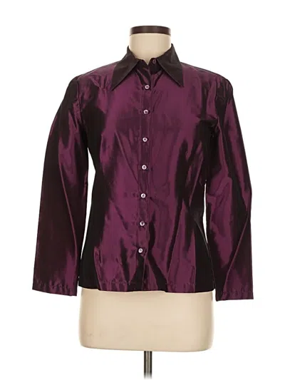Pre-owned Nicole Miller Collection Long Sleeve Blouse In Burgundy