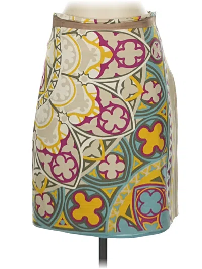 Pre-owned Nicole Miller Collection Silk Skirt In Yellow