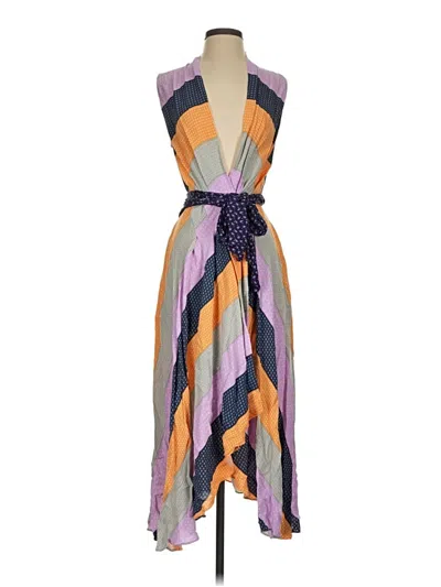 Pre-owned Nicole Miller Collection Sleeveless Top Purple Halter Neckline Tops