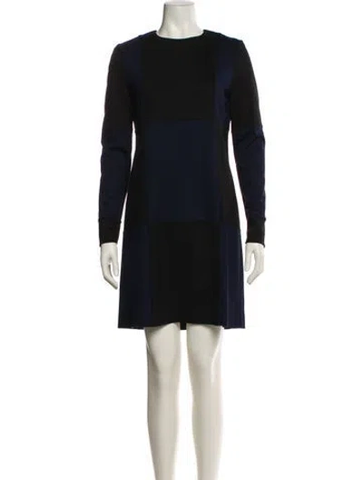 Pre-owned Nicole Miller Colorblock Pattern Mini Dress In Blue